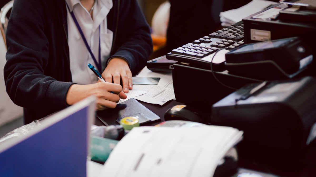 working at the desk